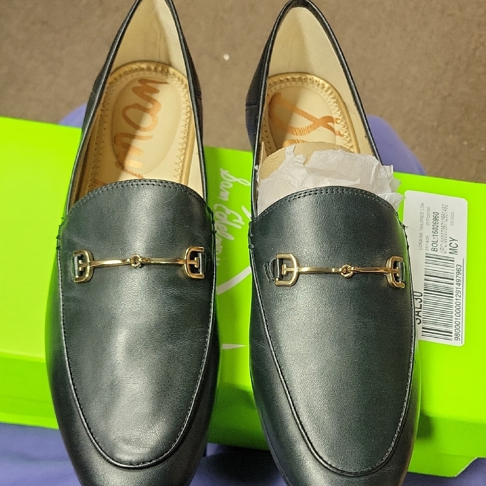 Sam Edelman Gold and Black Moccasins with Classic Slip-On Design